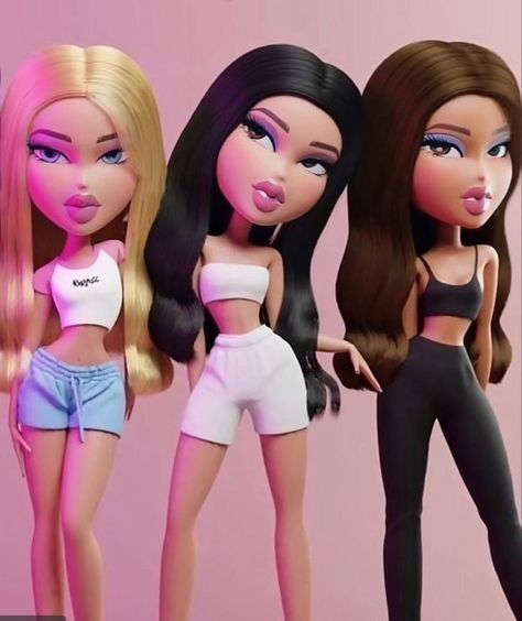 Cartoon Bratz, Blonde Hair Cartoon, Trio Costumes, Hair Cartoon, Bratz Doll Outfits, 3 Best Friends, Brat Doll, Best Friends Cartoon, Bratz Girls