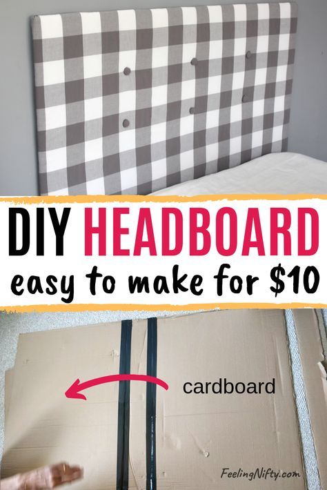 Learn how to make an easy DIY upholstered headboard(tufted and padded) that's full size- for $10. You'll learn hacks on how to reuse items you have at home right now, so it's cheap to make! The rustic farmhouse plaid fabric (from Ikea) works beautifully in any Farmhouse decor. Get some headboard ideas by checking out the step by step tutorial.This headboard is a great idea for kids rooms, guest rooms and dorm rooms, etc. It's a shabby chic homemade headboard project you'll love Freestanding Headboard Ideas, Kids Headboard Ideas, Diy Full Size Headboard, Makeshift Headboard, Simple Headboard Ideas, Cardboard Headboard, Homemade Headboard, Headboard Simple, Homemade Headboards