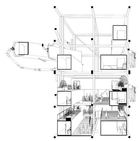 Connected Living: Metabolic Evolution through Prefabrication and Artificial Intelligence - Dioinno Architecture PLLC Grid Architecture, Architecture Panel, In Progress, Container Architecture, Architecture Concept Diagram, Architecture Sketchbook, Concept Diagram, Architectural Section, Apartment Architecture