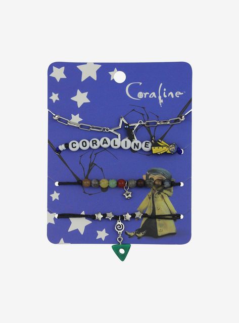 Coraline Charm Bracelet, Spongebob Friendship Bracelet, Coraline Things To Buy, Tim Burton Gifts, Coraline Bracelet Ideas, Coraline Gift Ideas, Coraline Merchandise, Coraline Jewelry, Coraline Room Decor