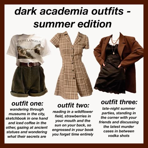 Dark Academia Summer Outfit, Academia Summer Outfit, Summer Academia, Academia Aesthetic Outfit, Dark Light Academia, Dark Academia Outfits, Dark Academia Outfit, Dark Academia Style, Chaotic Academia