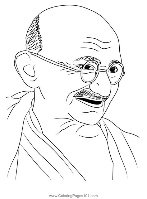 Mahatma Gandhi Coloring Page Easy Portrait Drawing, Very Easy Drawing, Coloring Pages Ideas, Pencil Photo, Pages Ideas, Pencil Drawing Images, Buddha Art Drawing, Easy Cartoon Drawings, 3d Art Drawing