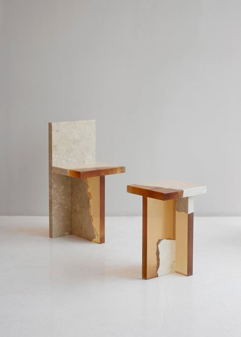 Fict Studio uses marble offcuts to create Fragments furniture collection Marble Stool, Minimal Furniture Design, Public Seating, Sight Unseen, Crystal Resin, Creative Furniture, April 15, London Design, Furniture Inspiration