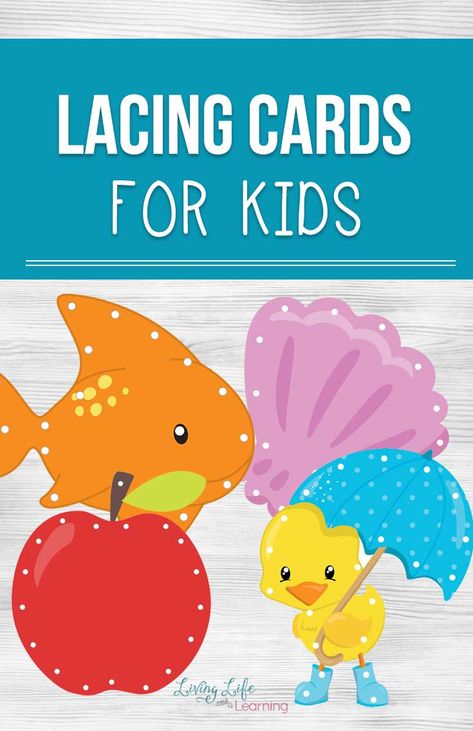 A frugal and fun way to create adorable printable lacing cards for kids so they can practice their fine motor skills while learning through play. Make your own lacing cards at home and add them to any activity or book for more learning fun. The perfect activity for toddlers and preschoolers.#lacingcards #finemotoractivities #homeschoolpreschool #kidsactivities #toddlers #preschool #LivingLifeandLearning Free Printable Lacing Cards, Lacing Cards, Cards For Kids, Printable Activities For Kids, Toddler Fun, Fine Motor Activities, Preschool Learning Activities, Learning Through Play, Preschool Learning