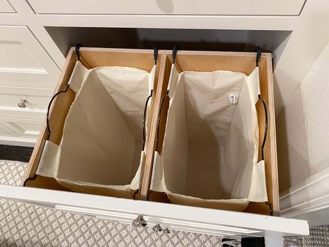 Laundry Hamper: 5 Genius Reasons to AVOID Standard & Go Hidden! Laundry Pull Out Cabinets, Built In Laundry Hamper Master Closet, Laundry Hamper In Closet, Closet Hamper Ideas, Pull Out Hamper Cabinet, Hamper In Closet, Laundry Room Hamper Ideas, Built In Laundry Hamper, Pull Out Laundry Hamper