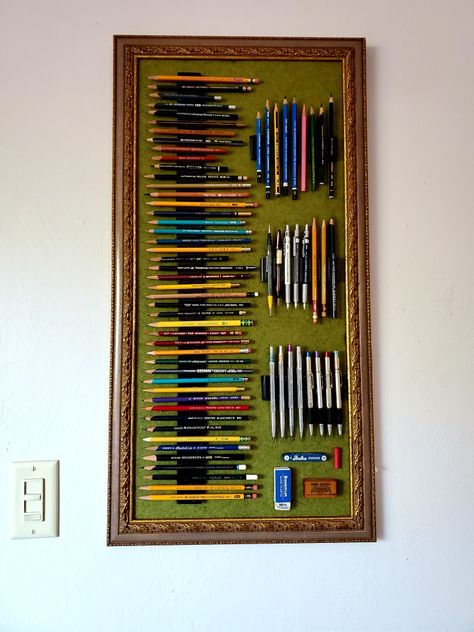 Science Jewelry, Pen Collection, Art Studio At Home, Collection Display, Pencil Design, January 2024, Home Organization Hacks, Shadow Boxes, Fountain Pens