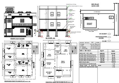 Working drawing detail of bungalow design provided in this AutoCAD drawing file. this site plan stated by 1:200 scale with sizes detail and area detail given in this file. this can be used by architects and architects students. Download this 2d AutoCAD drawing file. Office Elevation Drawing, Autocad 2d Drawing Civil, Brick Parapet Design, Working Drawings Architecture, 2d Drawings Autocad, Autocad Drawing Floor Plans, Autocad Drawing Architecture, 2d Plan Autocad, Civil Drawing