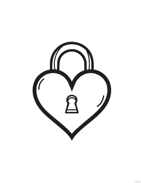 Heart With Lock Tattoo, Heart Keyhole Tattoo, Heartlocked Tattoo, Heart Lock Drawing, Heart Shaped Lock Tattoo, Easy Tats, Padlock Tattoo, Heart Lock Tattoo, Love Heart Drawing