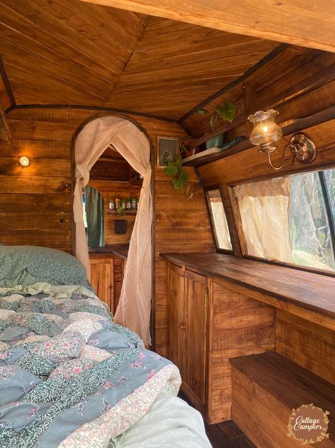 Rustic and warm Cottage home on wheels. Created from recycled meterials. Instagram: cottage_campers #van #vanlife #vancoversion #vanlifeaustralia #adventure #travel #home #homeonwheels #cottage #woodwork Small Van Interior, Van Interior Design, Household Planning, Van Life Interior, Rustic Camper, Camper Inspiration, Bus Remodel, Bus Build, Camper Interior Design