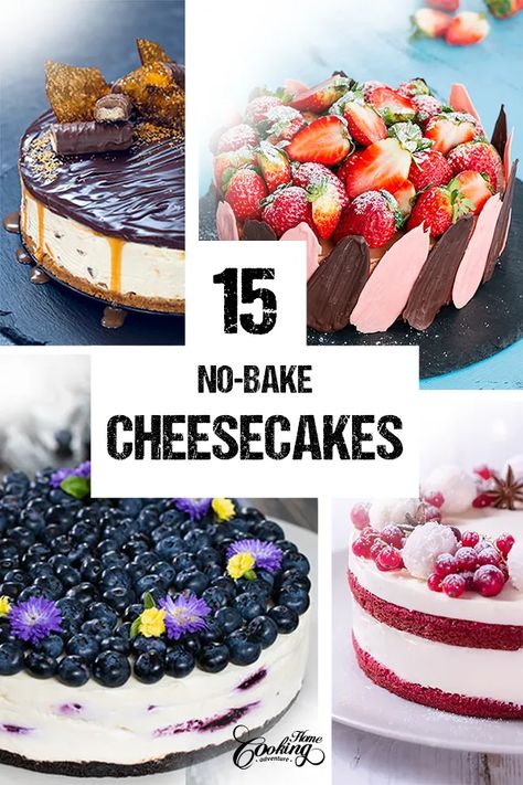 15 No-Bake Cheesecake Recipes - Home Cooking Adventure Unique Cheesecake Recipes, Unique Cheesecake, Raspberry Cheesecake Bites, Best No Bake Cheesecake, Decadent Cheesecake, Savory Cheesecake, Adventure Videos, Chocolate Chip Cookie Cheesecake, Cheesecake Desserts Recipes