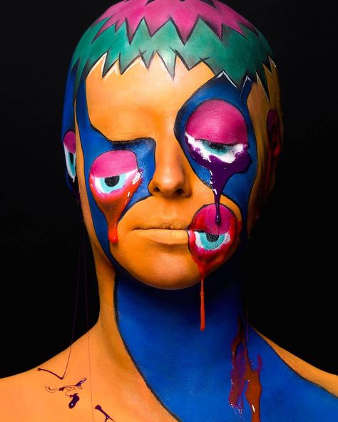 The students at beauty academy Make up for ever recently completed the challenging assignment of reinterpreting the work of Japanese artist Takashi Murakami as face painting and body art.  The results are truly breathtaking.  More beauty and fashion via Fubiz Makeup Carnaval, Makeup Zombie, Pop Art Makeup, Japanese Pop Art, Female Tattoos, Body Art Photography, Beauty Academy, Modeling Poses, Art Tumblr