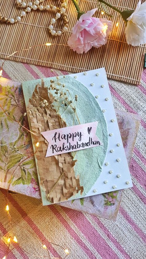 Handmade Rakhi Special Greeting Card Happy Rakshabandhan Creative, Raksha Bandhan Cards, Easy Birthday Cards Diy, Rakhi Greetings, Raksha Bandhan Greetings, Rakhi Cards, Diy Greeting Card, Happy Birthday Husband, Birthday Card Drawing