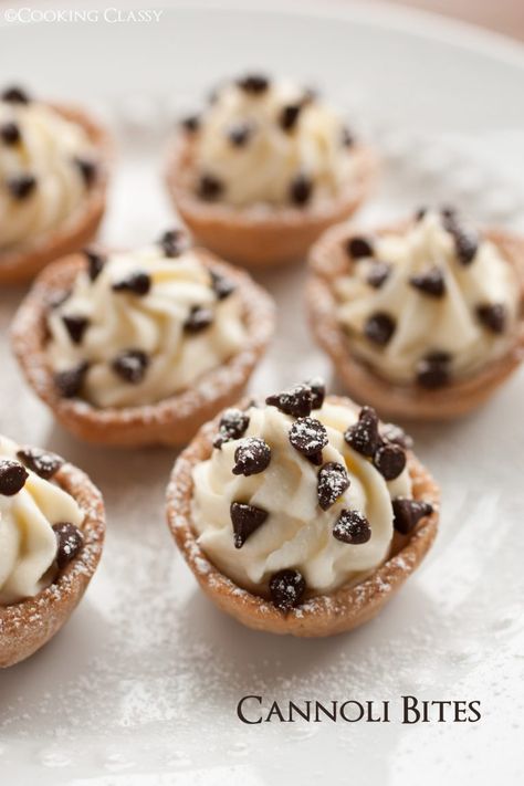 Cannoli Bites - Cooking Classy Cannoli Bites, Dessert Cannoli, Cannoli Filling, Small Desserts, S'mores, Cooking Classy, Poke Cake, Italian Desserts, Cannoli