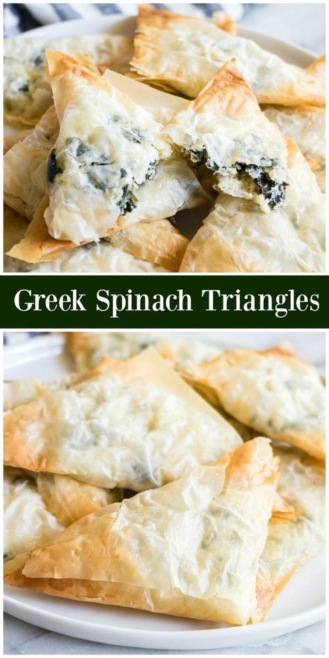 Greek Spinach Triangles recipe from RecipeGirl.com : Spanakopita appetizer recipe #greek #spinach #triangles #spanakopita #phyllo #filo #appetizer #recipe #RecipeGirl via @recipegirl Spinach Triangles, Spanakopita Recipe, Greek Spinach, Make Ahead Appetizers, Spinach Pie, Cheese Wrap, Trending Recipes, Spinach And Feta, Greek Recipes