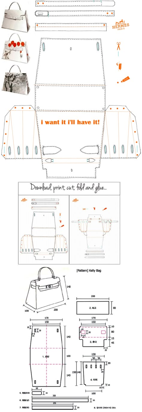 Hermès Kelly Bag Origami Paper Craft - i want it i'll have it! http://yesmissy.files.wordpress.com/2013/01/kelly_papier-plain.pdf Origami Bags, Bag Origami, Diy En Cuir, Couple Friends, Diy Hack, Bag Template, Sac Diy, Leather Bag Pattern, Hermes Kelly Bag