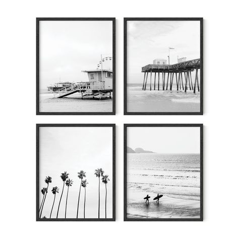 PRICES MAY VARY. CHIC COASTAL DECOR: Introduce a modern beach vibe into your home with this Haus and Hues set of 4 beach set. Designed to reflect the vibes of a California beach, these black and white pictures for wall decor add a subdued mellow touch into your space. This ocean wall art set helps create a cool calming mood - a wonderful black and white prints set for anyone looking to instill a bit of gray and quiet colors into a beachy theme CAREFULLY CURATED black and white posters can punch Ocean Posters, Black And White Wall Decor, Haus And Hues, Black And White Beach, Wall Art Black And White, Wall Art Beach, Beach Posters, Black And White Wall, Beach Wall Decor