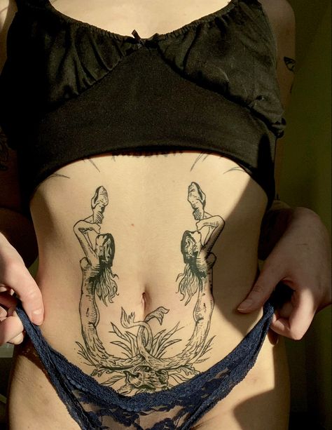 Pregnant Women With Tattoos, Whimsical Stomach Tattoo, Secret Of Nihm Tattoos, Womens Belly Tattoos, Back And Buttock Tattoo, Asymmetrical Back Tattoo, Aprodithe Tattoo, Stomach Tattoo Women, Flower Stomach Tattoos