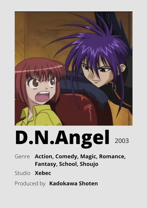 D N Angel, Horror Movies List, Poster Information, Anime Minimalist Poster, Anime Websites, Shojo Anime, Anime List, Animes To Watch, Anime Printables