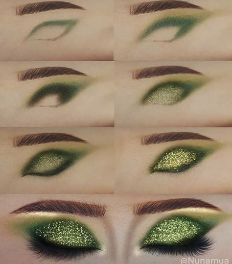 Bowser Eye Makeup, Green And Silver Eye Makeup, Mint Makeup, Green Eyeshadow Look, Maquillage Yeux Cut Crease, Eyeshadow Ideas, Silver Eyeshadow, Bold Eye Makeup, Prom Eye Makeup