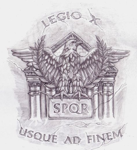 Legio Decima. Roman Legion Tattoo, Roman Eagle Tattoo, Legion Tattoo, Eagle Tattoo Traditional, Eagle Tattoo Ideas, Roman Eagle, Roman Tattoo, Gladiator Tattoo, Shoulder Sleeve Tattoos