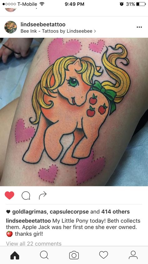 Classic my little pony tatto gen 1 Geeky Tattoos, My Little Pony Tattoo, Pop Culture Tattoos, Pokemon Tattoos, Pokemon World, Culture Tattoos, Becoming A Tattoo Artist, Petit Tattoo, Funky Tattoos