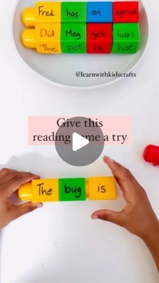 Nisha Yadav| Your Key to Easy Learning Activities on Instagram: "SAVE this sentence reading game. Unscramble the words to make a sentence. Then rotate and read. 

Don’t forget to check out the resource on decodable sentence pyramid for CVC and digraphs to build reading frequency.  Each page has questions that focus on comprehension, rhyming, beginning and ending sound substitution, read and nonsense words. Comment “YES” for the link. 

Here are some of the sentences you can try for this game.

Did Meg get help?
The cat is mat.
The log is long.
The pot is hot.
The tree is big.
Sam can hop
Ben can jump up.
The jam is red
The dog can wag.
The web got wet.
The bug has dots.

Follow @learnwithkidscrafts for more ideas 

Need a link to the blocks, let me know in comments.

#scienceofreading #lea Easy Learning Activities, Sentence Building Activities, Big Sam, Sentence Activities, Sentence Building, Nonsense Words, Reading Games, The Bug, The Jam