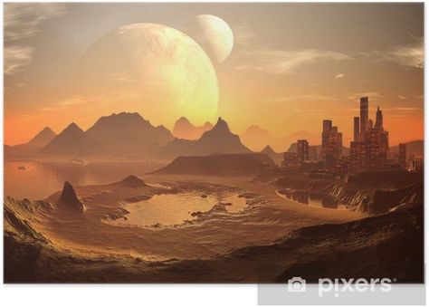 Desert City, Desert Aesthetic, Desert Environment, Sci Fi Environment, Planets Art, Landscape Concept, Alien Planet, Alien Worlds, Matte Painting