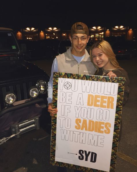 Hunting Sadie Hawkins proposal Hunting Hoco Proposals, Prom Response Ideas, Sadie Proposals, Sadie Proposals Ideas, Prom Proposal Ideas, Sadie Hawkins Proposals, Sadies Proposal, Sadies Dance, Sadie Hawkins Dance