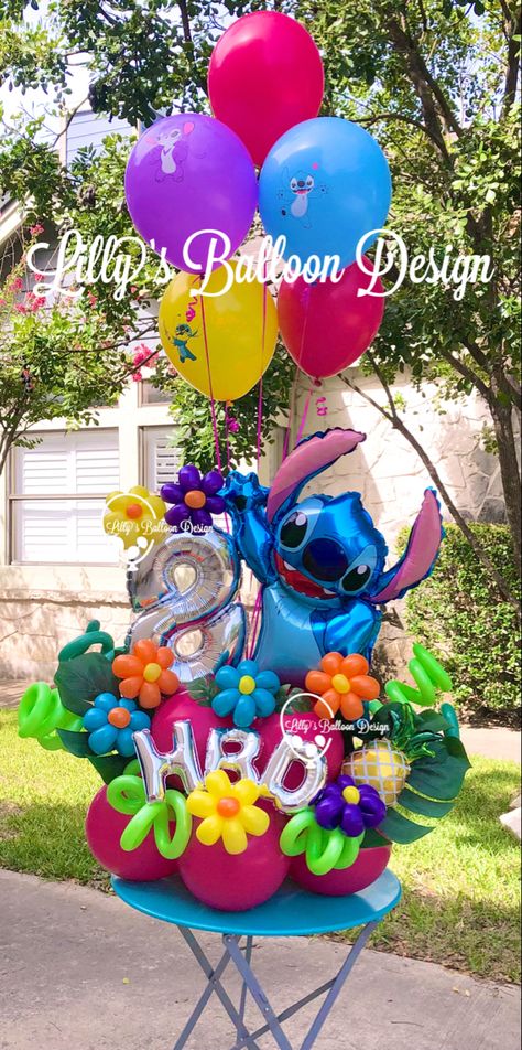 Stitch Balloons, Stitch Lilo And Stitch, Kids Birthday Party Food, Stitch Birthday, Luau Theme Party, Disney Birthday Party, 5th Birthday Party Ideas, Lilo And Stitch Drawings, Family Music