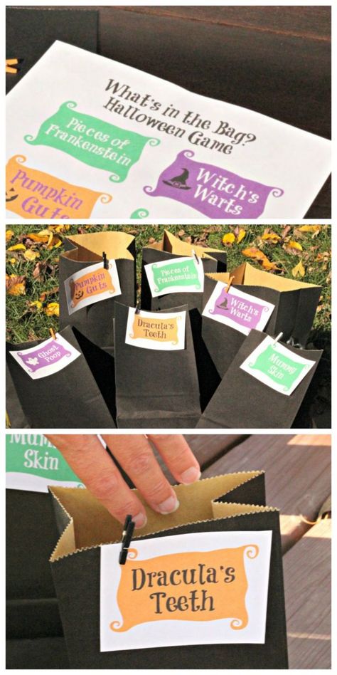 Create these EASY Mystery Touch & Feel boxes or bags for your Halloween party this year!  FREE printable creepy labels along with a great list of non-edible items to put in the box -- great for kids, tweens and teens! Halloween Creepy Touch And Feel, Creepy Touch And Feel Boxes, Halloween Feel Box Ideas, Halloween Mystery Touch And Feel Game, Halloween Touch And Feel Boxes, Halloween Mystery Boxes For Kids, Mystery Box Ideas For Kids, Halloween Touch And Feel Game, Halloween Mystery Box Ideas