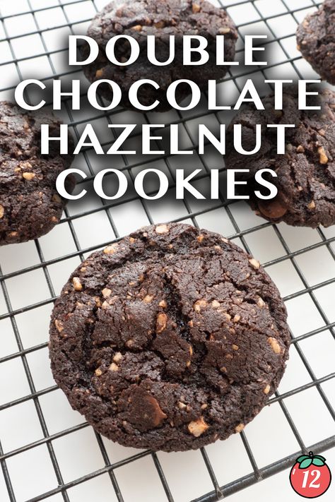 Double Chocolate Hazelnut Cookies | 12 Tomatoes Nutella Bread Pudding, Chocolate Hazelnut Cookies, Nutella Bread, Hazelnut Cookies, 12 Tomatoes Recipes, Nutella Cookies, Double Chocolate Cookies, 12 Tomatoes, Flourless Chocolate