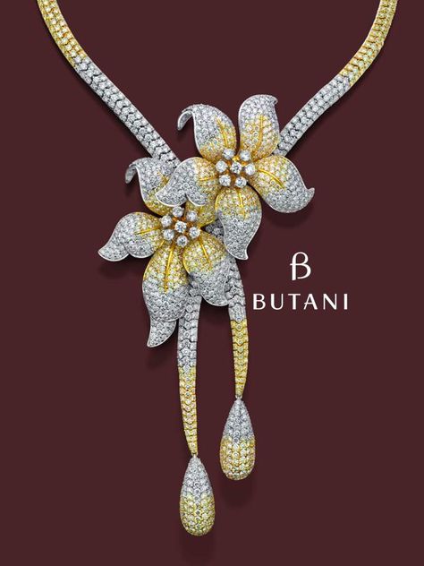 A Butani romantic and feminine flower necklace in pave setting #Butani #ButaniJewellery #Jewellery Jewellery Necklaces, Jewelry Photography, Pave Setting, A Necklace, Fine Jewels, Gems Jewelry, Yellow Diamond, High Jewelry, Flower Necklace