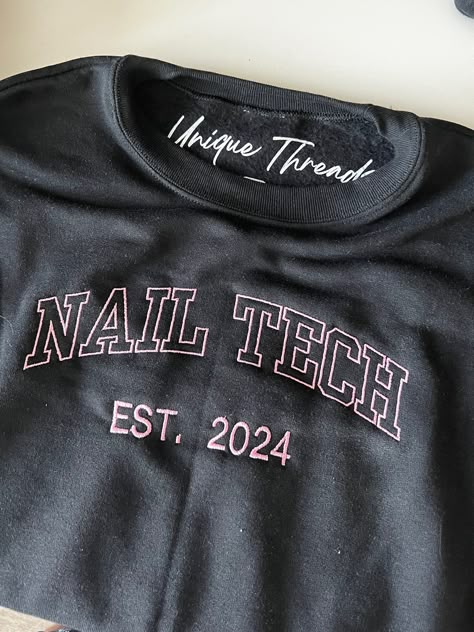 Nail Tech Certification, Nail Tech Hoodie, Nail Tech Sweatshirt, Black Nail Tech Room, Nail Tech School Aesthetic, Gifts For Nail Technicians, Nail Tech Graduation Cap, Successful Nail Tech Aesthetic, Black Nail Tech Aesthetic