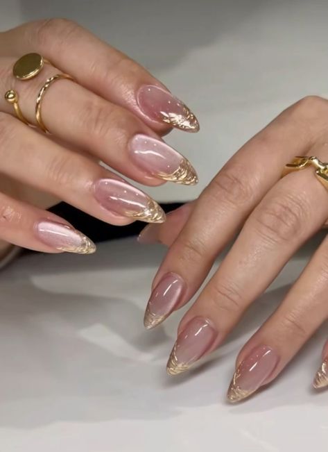 Gold Nails French, Green And Gold Nails, Green Homecoming Nails, Gold Accent Nail, Hoco Nails, Brown Nails Design, Girly Acrylic, Prom Nail, Baddie Nails