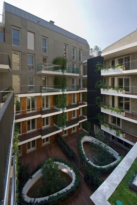 Residential Architecture Apartment, Architecture Courtyard, Green Terrace, Tropical Architecture, Building Renovation, Student House, Apartment Architecture, Social Housing, Residential Complex