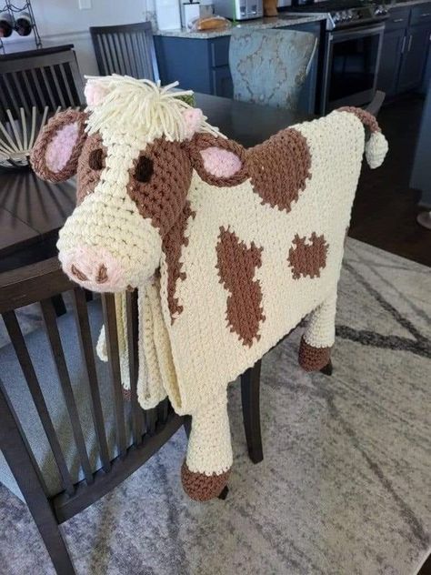 DIY garden and home decoration, exterior and interior design ideas | The Cutest Crochet Cow Blanket EVER | Facebook Crocheted Cow Blanket, Cow Blanket Crochet Pattern Free, Crochet Cow Blanket Pattern Free, Cow Crochet Blanket, Crochet Cow Blanket Pattern, Crochet Cow Blanket, Cow Crochet Pattern Free, Crochet Cow Pattern, Cow Blanket