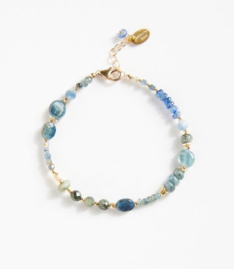 Blue Beaded Kyanite Bracelet | Karen Kane Large Bead Bracelet Ideas, Soft Bracelet, Blue Beaded Bracelets With Natural Stones, Crystal Bead Bracelet Ideas, Handmade Blue Amazonite Beaded Bracelets, Blue Labradorite Bracelets With Natural Stones, Kyanite Jewelry Handmade, Adjustable Blue Apatite Bracelets, Sapphire Kyanite Jewelry With Gemstone Beads