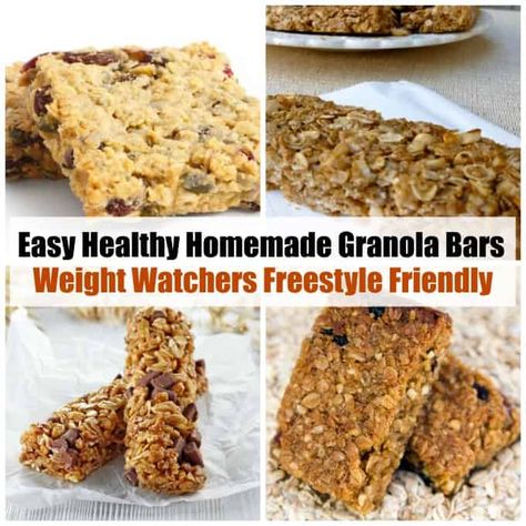 7 Healthy Homemade Granola Bar Recipes for Weight Watchers via @marthamckinnon Ww Granola Bar Recipe, Ww Granola Bars, Weight Watchers Granola Bars, Healthyish Snacks, Peanut Granola, Granola Bar Recipes, Side Foods, Homemade Granola Bar, Recipes For Weight Watchers