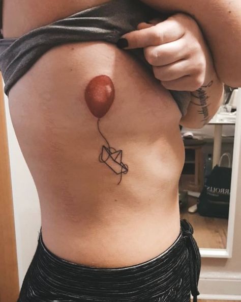 Floating Boat Red Balloon It Chapter 2 Derry Maine Tattoo Cute Pennywise Tattoo, We All Float Down Here Tattoo, Pennywise Balloon Tattoo, You’ll Float Too Tattoo, Red Balloon Tattoo Pennywise, Youll Float Too Tattoo, It Balloon Tattoo, It Tattoo Pennywise, Pennywise Tattoos