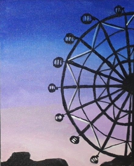 Ferris Wheel Drawing Easy, Ferris Wheel Painting, Carnival Art, Simple Painting, Summer Painting, Painting Art Lesson, Creative Stuff, Big Wheel, Black And White Aesthetic