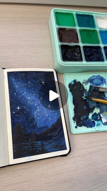 Nurzhan gouache artist on Instagram: "painting a starry night 🌌 . #artworks #sketchbookpainting #paintingideas #gouacheart #gouacheartist" Instagram Painting, A Starry Night, Gouache Art, January 19, Artist On Instagram, How To Paint, Starry Sky, Painting Ideas, Starry Night