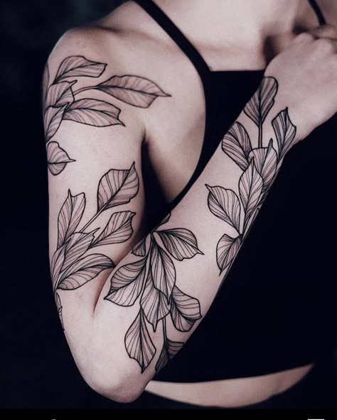 Vine Wrap Sleeve Tattoo, Botanical Tattoo Design, Arm Wrap Tattoo, Leaf Sleeve, American Traditional Tattoo Ideas, Traditional Tattoo Ideas, Wrap Tattoo, Vine Tattoos, Floral Tattoo Sleeve