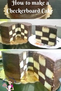 Motocross Cake, Vanilla And Chocolate Cake, Checkered Cake, Chocolate Cake Frosting, Checkerboard Cake, Easy Cakes To Make, Minecraft Birthday Cake, Bike Cakes, Dirt Bike Birthday