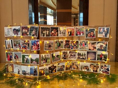 40th Birthday Picture Display, 40th Birthday Party Photo Display, 40th Birthday Photo Display, Memory Lane Photo Display, Photo Board Display, Photo Board Ideas, Pallet Picture Display, Graduation Photo Displays, Birthday Photo Displays