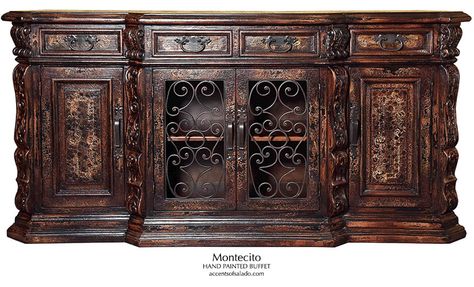 Mexican Style Furniture, Old World Dining Room, Painted Dining Room, Tuscan Furniture, Old World Home, Media Cabinets, Spanish Hacienda, Painted Buffet, French Country Dining