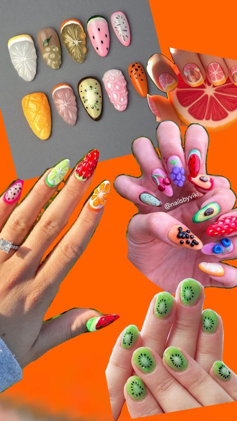 fruit nails, 3d fruit nails, nail art, nail design, summer nails Design Summer Nails, Fruit Nail Designs, Fruit Nails, Fruit Nail, Nails 3d, Nail Art Videos, Nails Nail, Art Videos, Nail Design