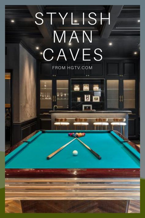 Forget about dark and dingy. From sleek home theaters to billiards for the boys, these rooms put a whole new light on the way guys hang out. Modern Games Room, Pool Table Lighting Ideas Basement, Modern Billiard Room Design, Modern Man Cave Design, Man Cave Rug, Gaming Lounge Interior Design, Dark Game Room, Billiard Room Ideas, Man Cave Game Room