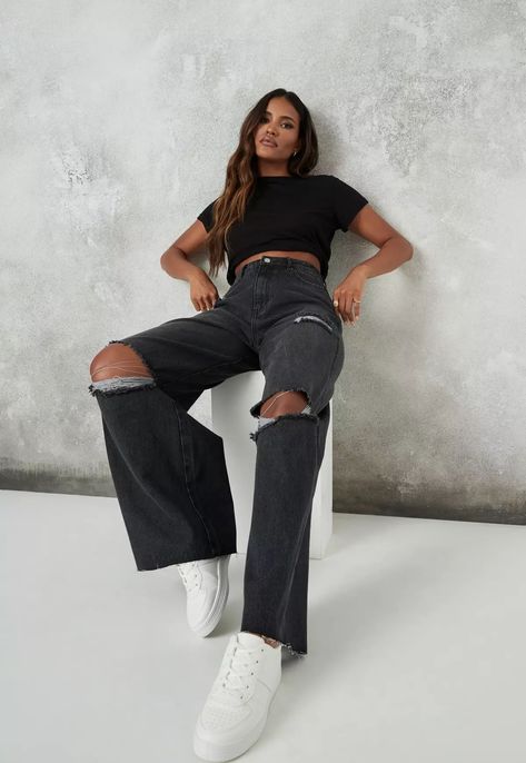 Lose Jean Outfit, Jean Outfit, Jeans Outfit Women, Black Jeans Outfit, Streetwear Fashion Women, Jeans Outfit, Basic Outfits, Teenage Fashion Outfits, Streetwear Outfit