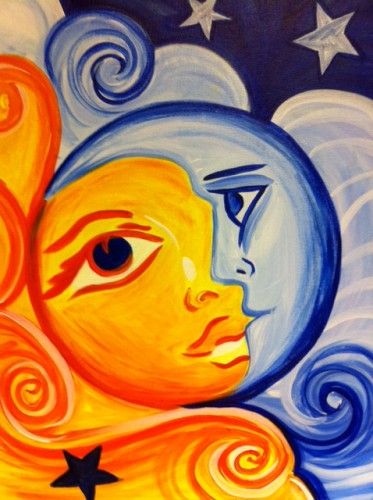 Painting Workshop: "Sun and Moon" Image Zen, Sun Painting, Moon Painting, Celestial Art, Painting Workshop, Canvas Painting Diy, Sun Art, Arte Inspo, Mexican Art