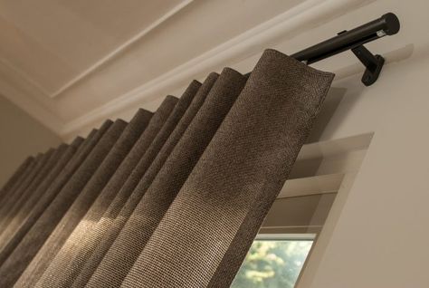 Heavy voile curtains with Surf heading hung on Distinction 28 poles Curtains Uk, Wave Curtains, Wood Curtain, Blinds Curtains, Curtain Shop, Simple Curtains, Bay Windows, Made To Measure Blinds, Voile Curtains